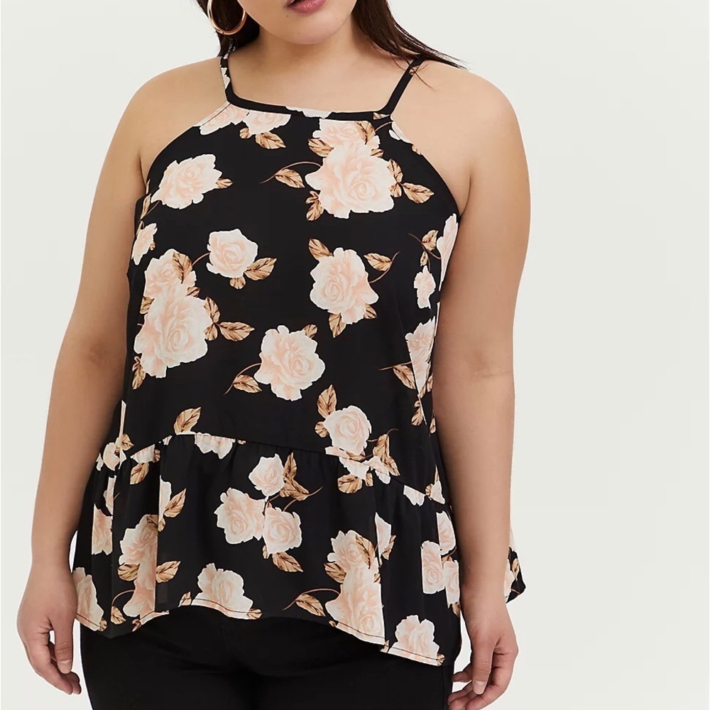Floral Black and Cream Women's Top